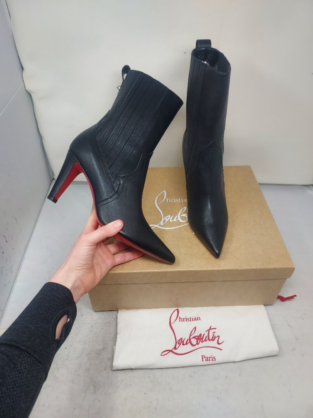 Christian Louboutin Santigag Black Leather Western Boot